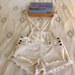 Free People cream overall shorts